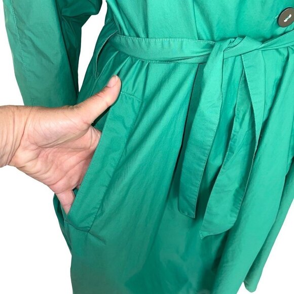 Finn Flare Trench Coat Womens Size 10 Vintage Lightweight Polyester Cotton Green - Picture 10 of 12